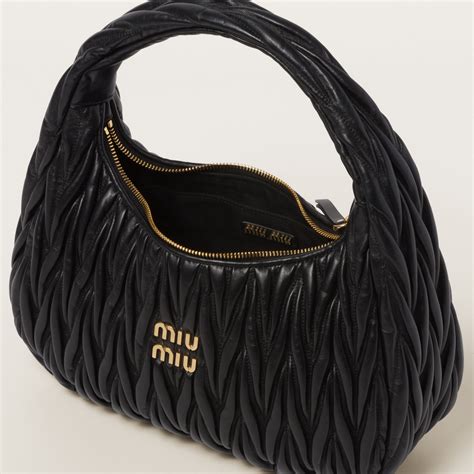 miu miu matelasse bauletto|Black Wander Matelassé Nappa Leather Hobo Bag .